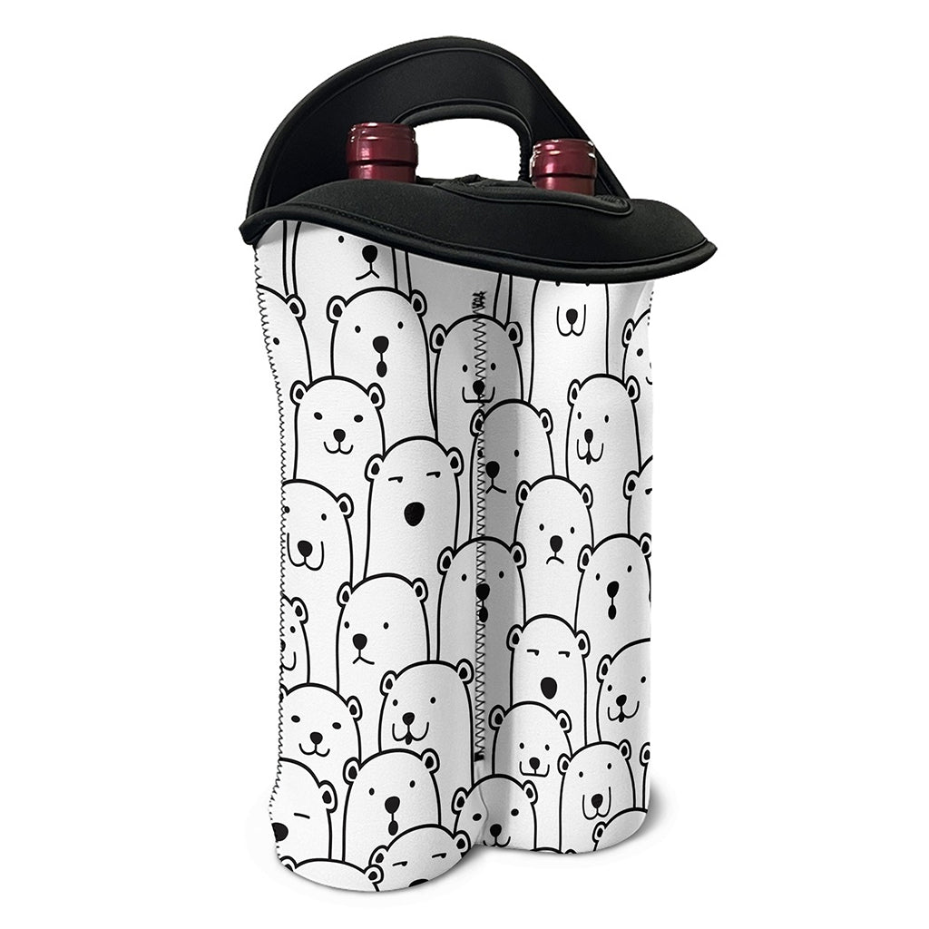 Cute Polar Bear Pattern Print Double Neoprene Wine Tote