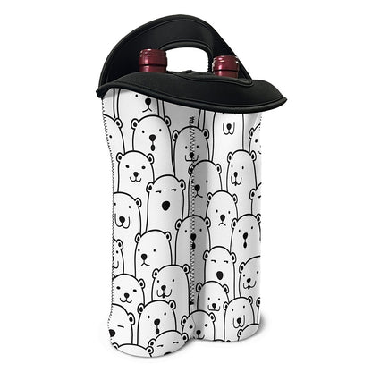 Cute Polar Bear Pattern Print Double Neoprene Wine Tote