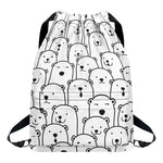 Cute Polar Bear Pattern Print Drawstring Backpack