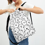 Cute Polar Bear Pattern Print Drawstring Backpack