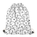 Cute Polar Bear Pattern Print Drawstring Bag