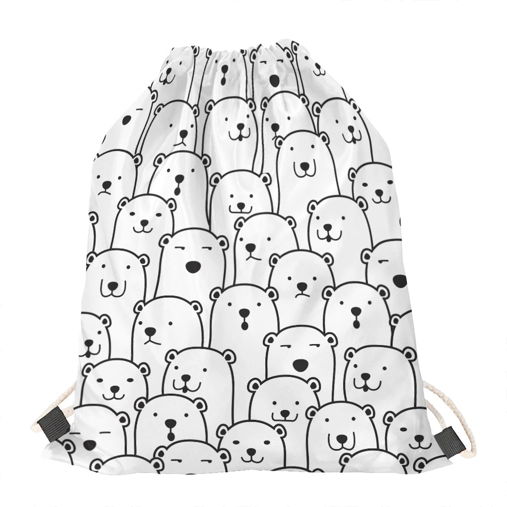 Cute Polar Bear Pattern Print Drawstring Bag