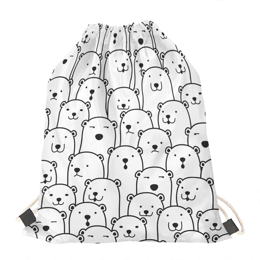 Cute Polar Bear Pattern Print Drawstring Bag