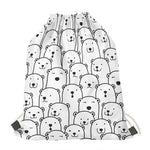 Cute Polar Bear Pattern Print Drawstring Bag