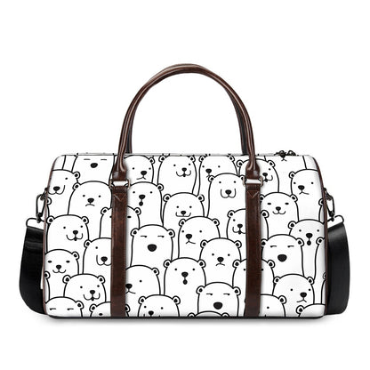 Cute Polar Bear Pattern Print Duffle Bag
