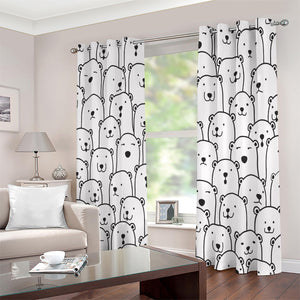 Cute Polar Bear Pattern Print Extra Wide Grommet Curtains