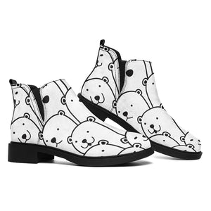 Cute Polar Bear Pattern Print Flat Ankle Boots