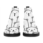 Cute Polar Bear Pattern Print Flat Ankle Boots