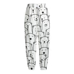 Cute Polar Bear Pattern Print Fleece Lined Knit Pants