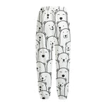 Cute Polar Bear Pattern Print Fleece Lined Knit Pants