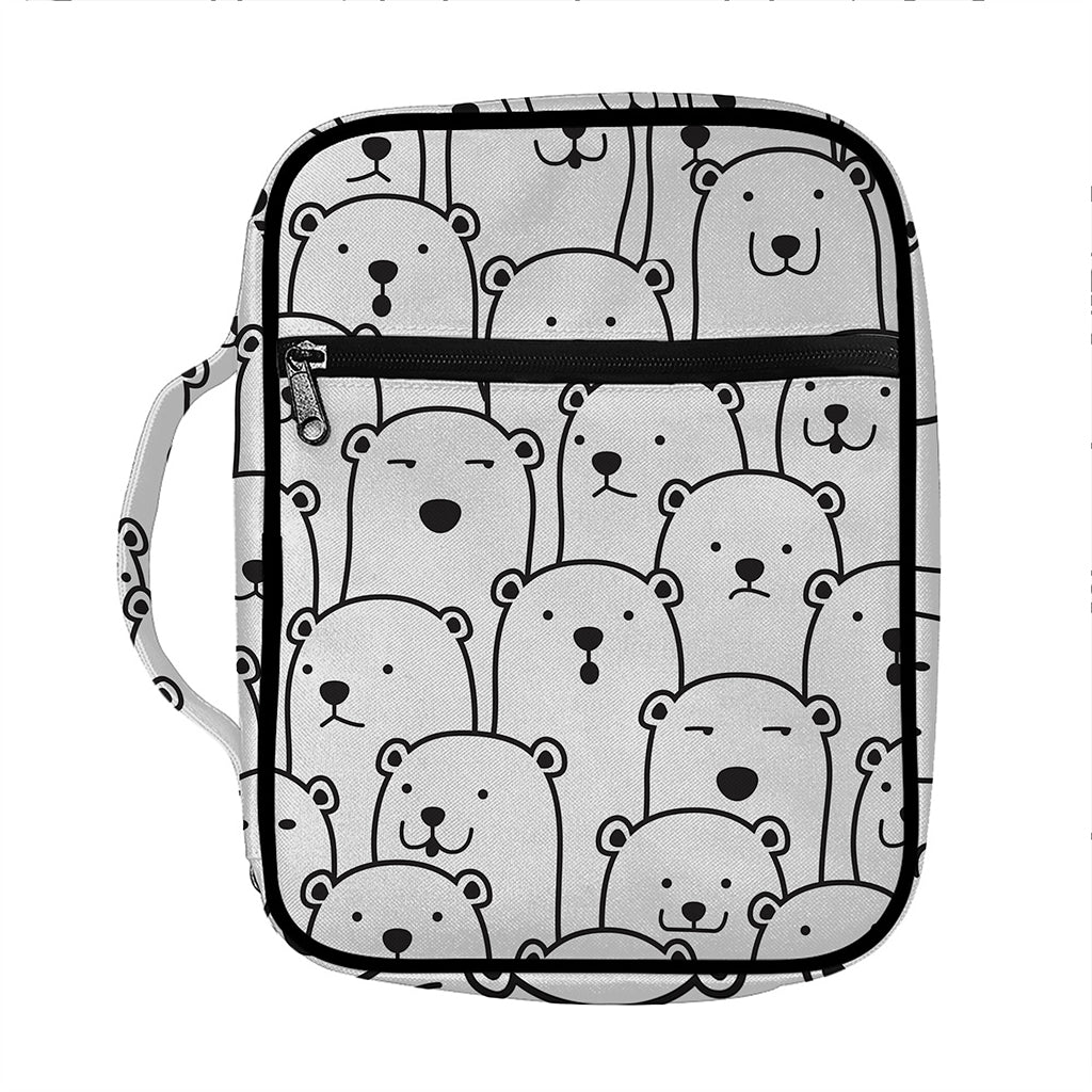 Cute Polar Bear Pattern Print Front Pocket Bible Bag