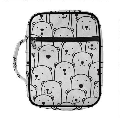 Cute Polar Bear Pattern Print Front Pocket Bible Bag