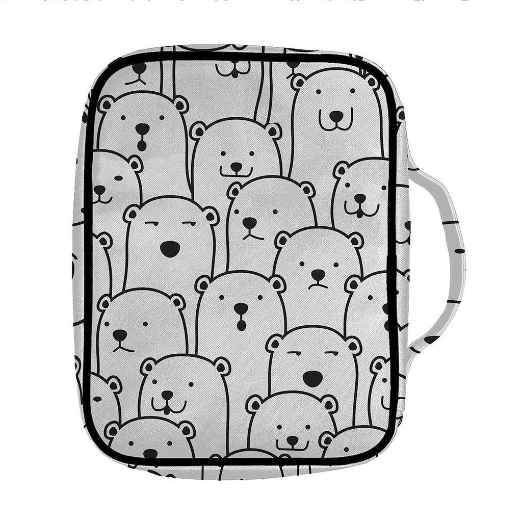 Cute Polar Bear Pattern Print Front Pocket Bible Bag