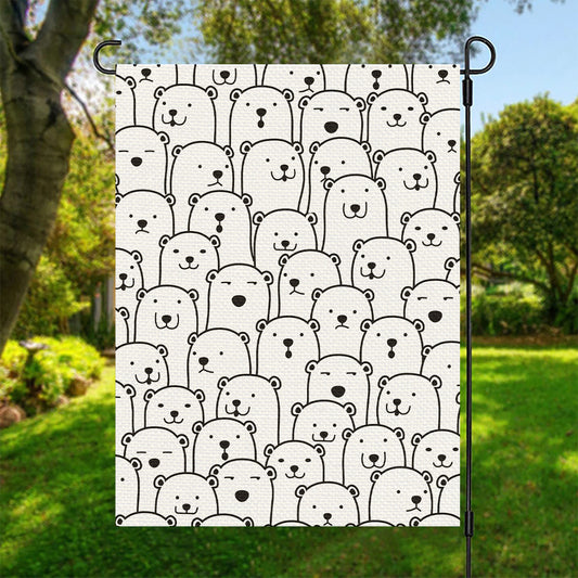 Cute Polar Bear Pattern Print Garden Flag