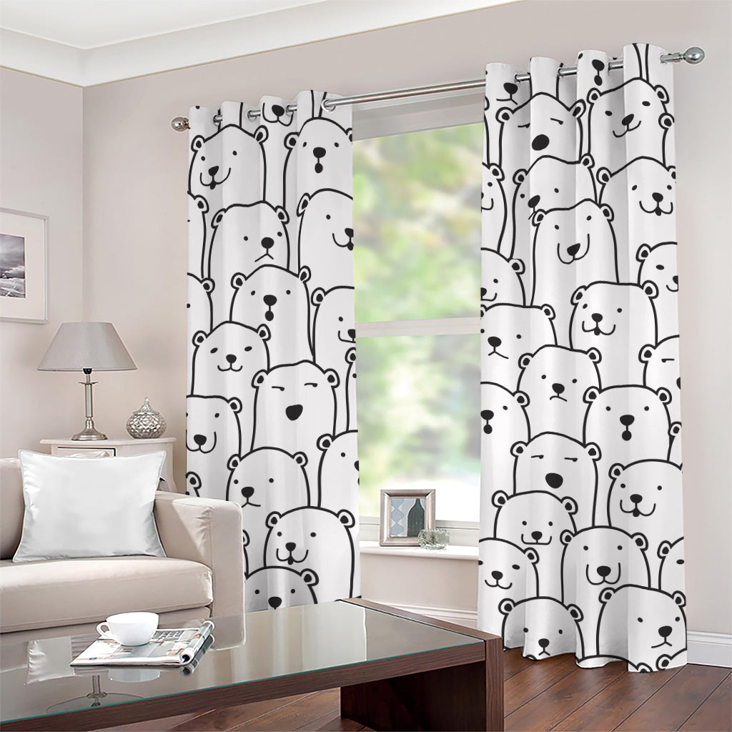 Cute Polar Bear Pattern Print Grommet Curtains