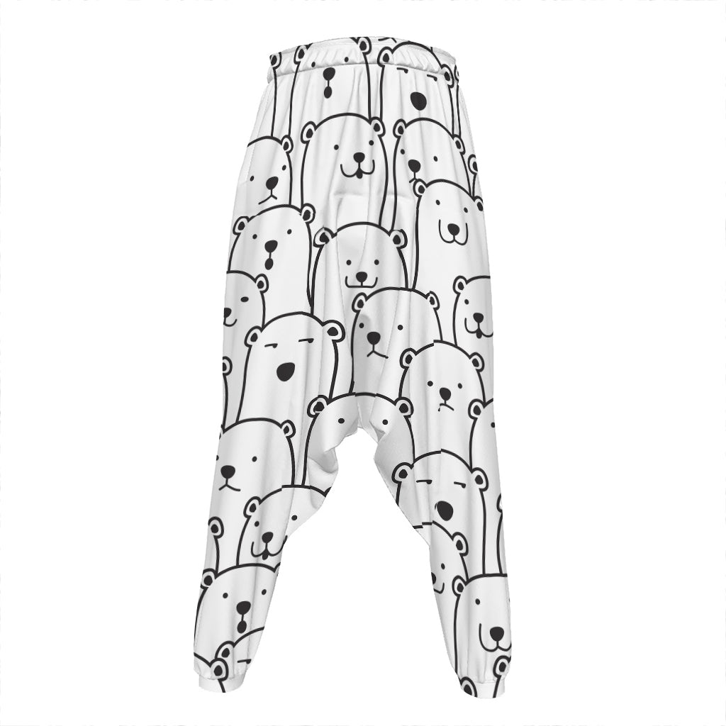 Cute Polar Bear Pattern Print Hammer Pants