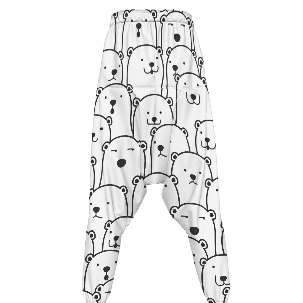 Cute Polar Bear Pattern Print Hammer Pants