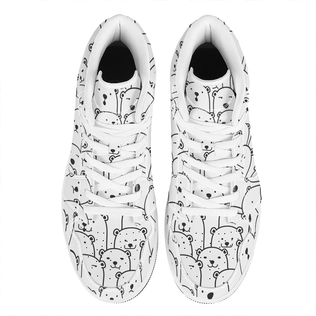 Cute Polar Bear Pattern Print High Top Leather Sneakers