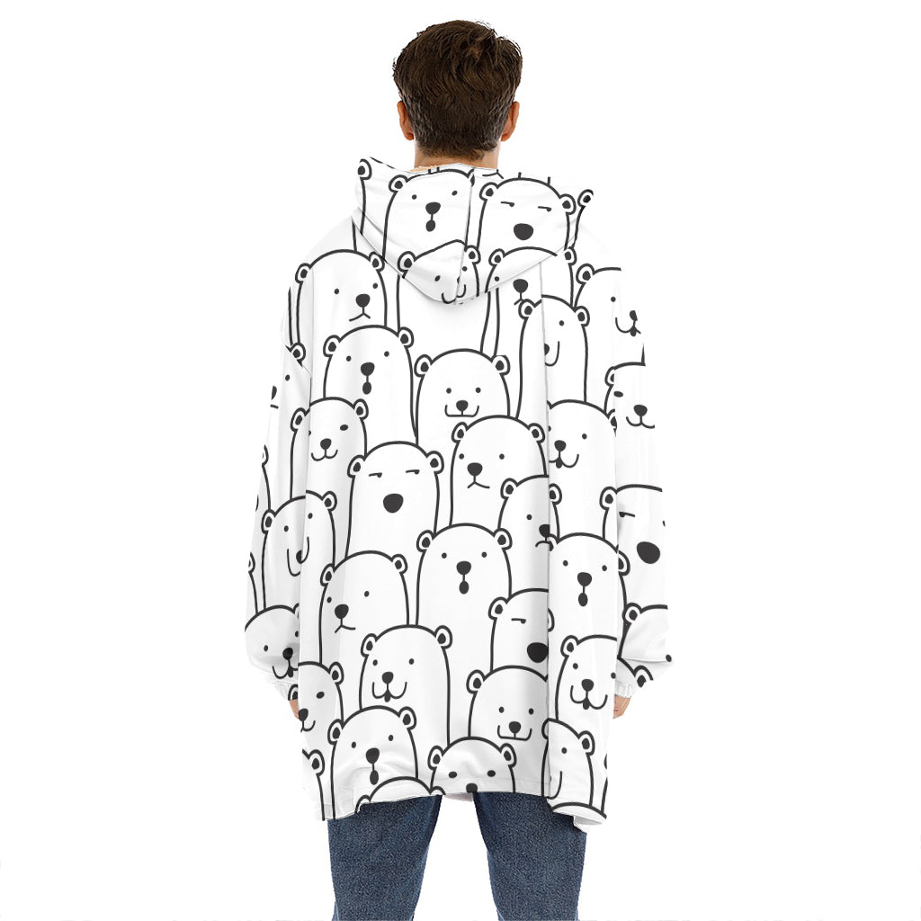 Cute Polar Bear Pattern Print Hoodie Blanket