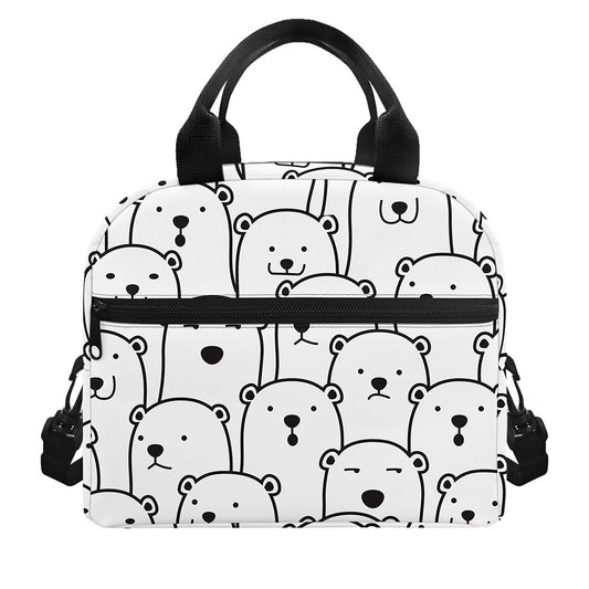 Cute Polar Bear Pattern Print Insulated Lunch Bag