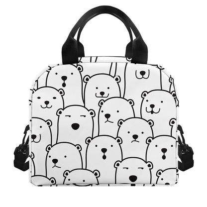 Cute Polar Bear Pattern Print Insulated Lunch Bag