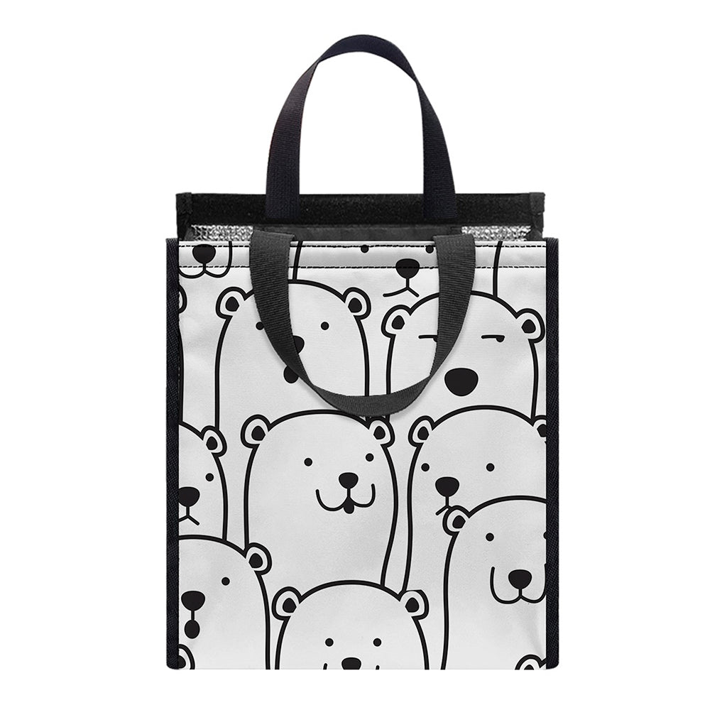 Cute Polar Bear Pattern Print Insulated Lunch Tote