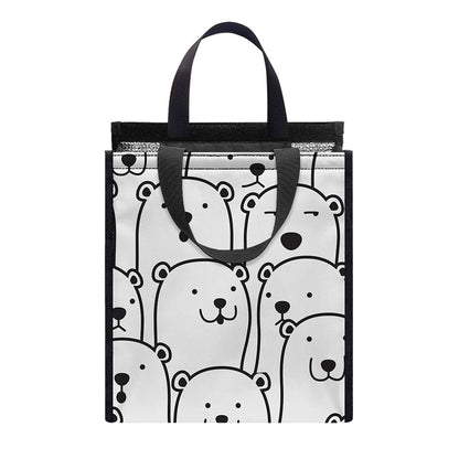 Cute Polar Bear Pattern Print Insulated Lunch Tote
