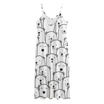 Cute Polar Bear Pattern Print Jersey Midi Cami Dress