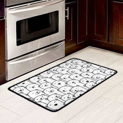 Cute Polar Bear Pattern Print Kitchen Mat