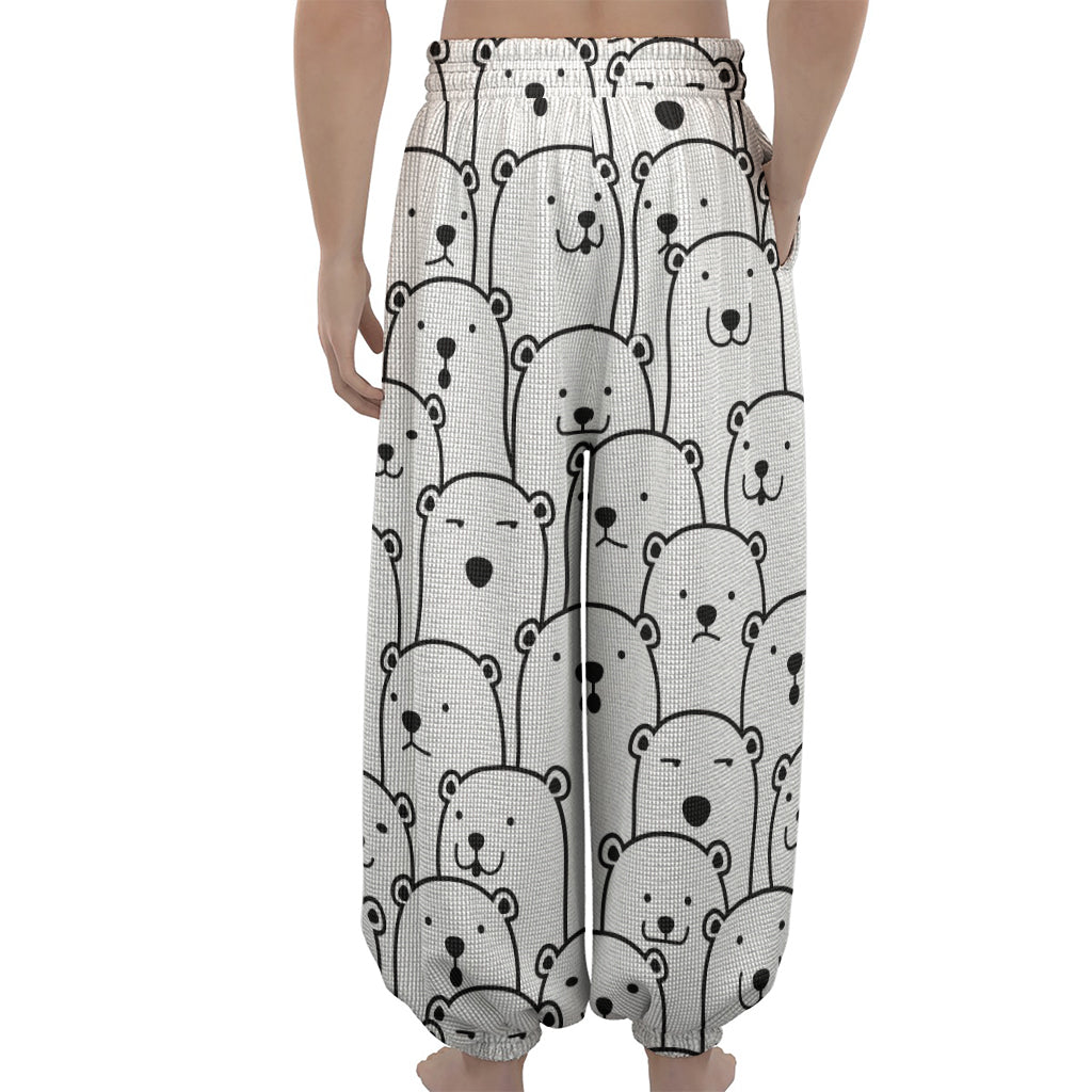 Cute Polar Bear Pattern Print Lantern Pants