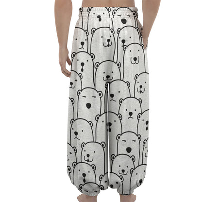 Cute Polar Bear Pattern Print Lantern Pants