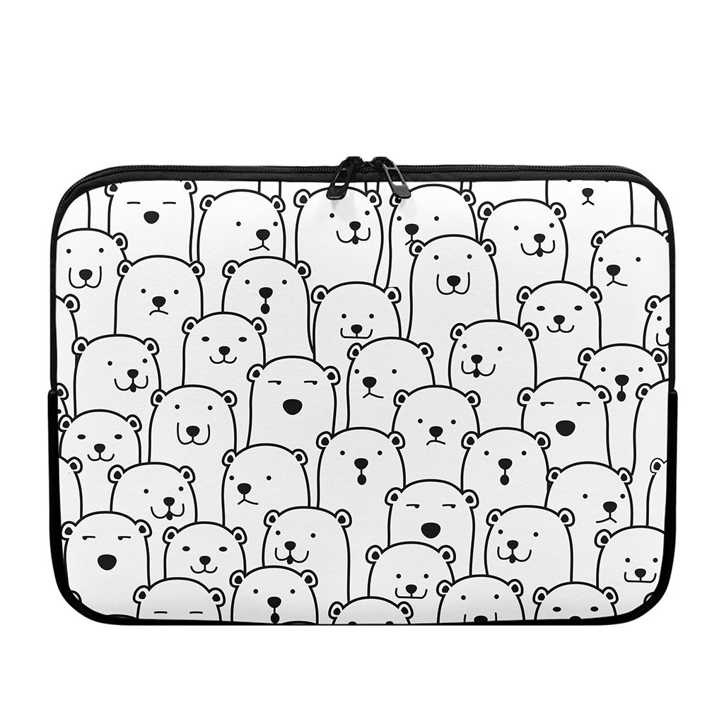 Cute Polar Bear Pattern Print Laptop Sleeve