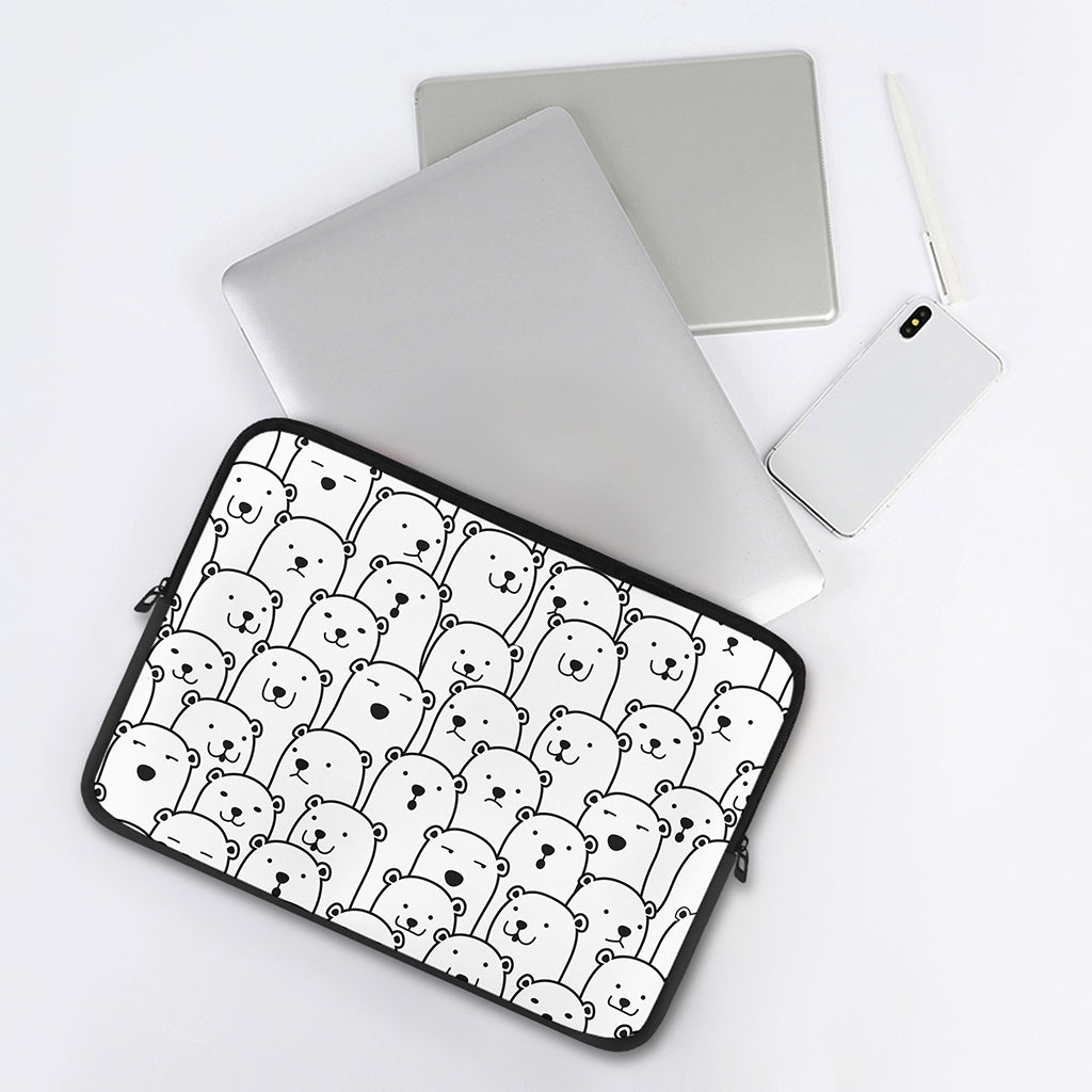 Cute Polar Bear Pattern Print Laptop Sleeve