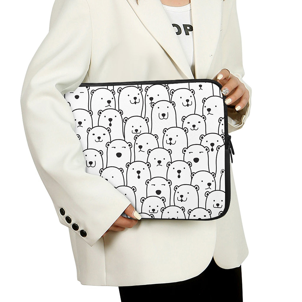 Cute Polar Bear Pattern Print Laptop Sleeve