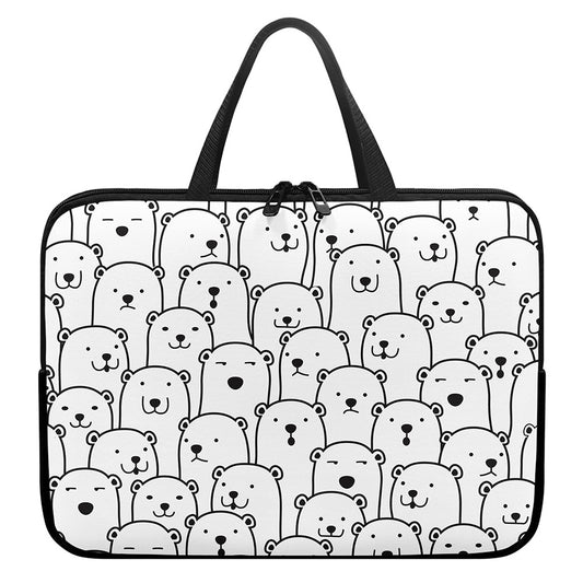 Cute Polar Bear Pattern Print Laptop Sleeve With Handle