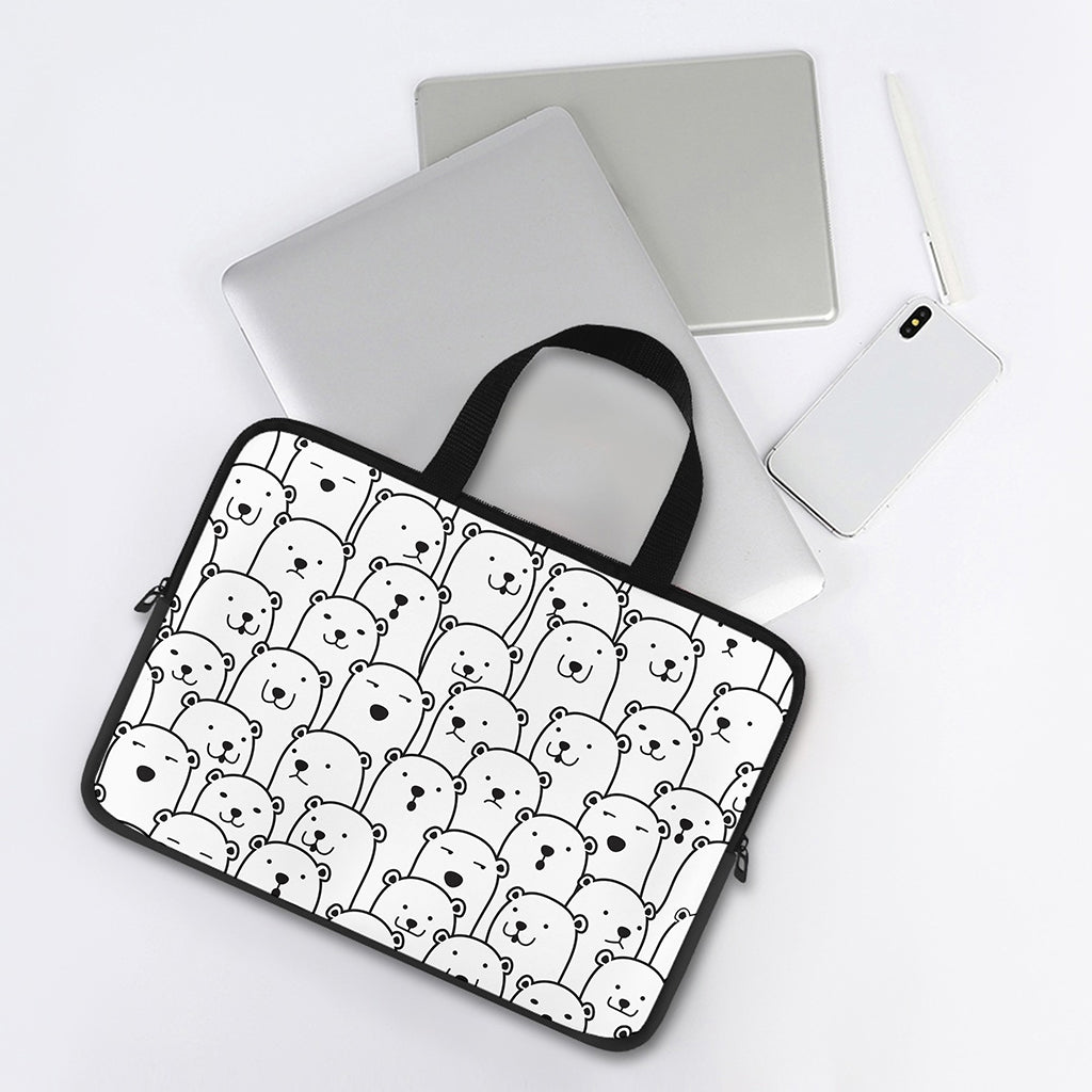 Cute Polar Bear Pattern Print Laptop Sleeve With Handle