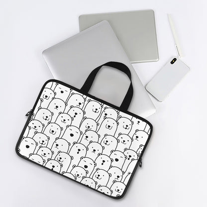 Cute Polar Bear Pattern Print Laptop Sleeve With Handle