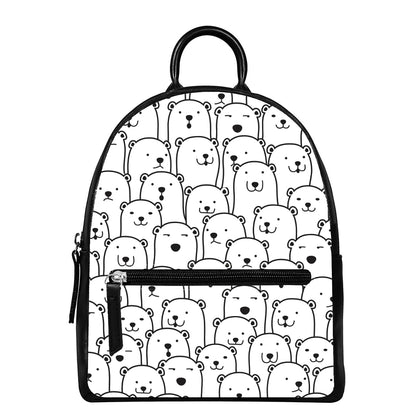 Cute Polar Bear Pattern Print Leather Backpack