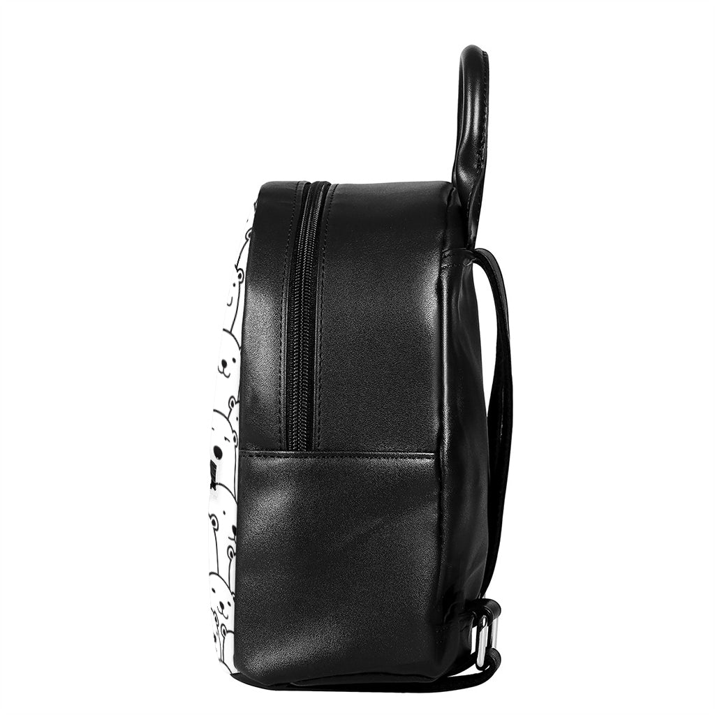 Cute Polar Bear Pattern Print Leather Backpack
