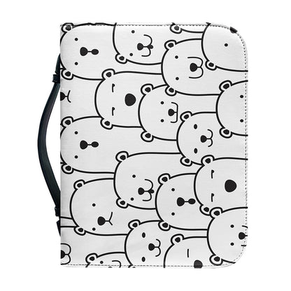 Cute Polar Bear Pattern Print Leather Bible Cover