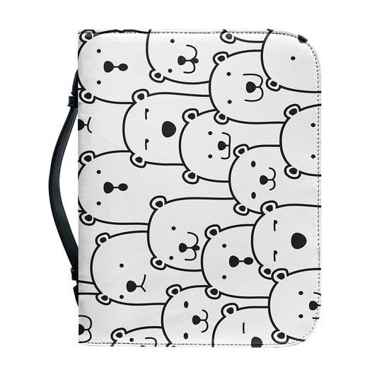 Cute Polar Bear Pattern Print Leather Bible Cover