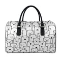 Cute Polar Bear Pattern Print Leather Duffel Bag