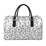 Cute Polar Bear Pattern Print Leather Duffle Bag
