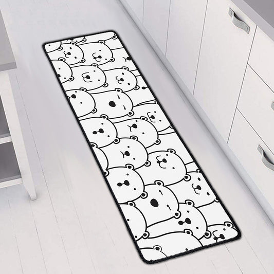 Cute Polar Bear Pattern Print Long Kitchen Mat