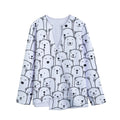 Cute Polar Bear Pattern Print Long Sleeve Short Coat