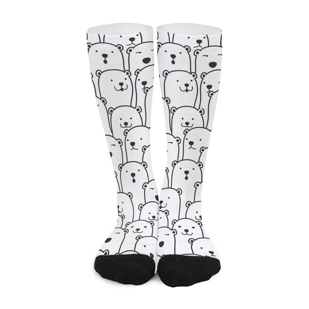 Cute Polar Bear Pattern Print Long Socks