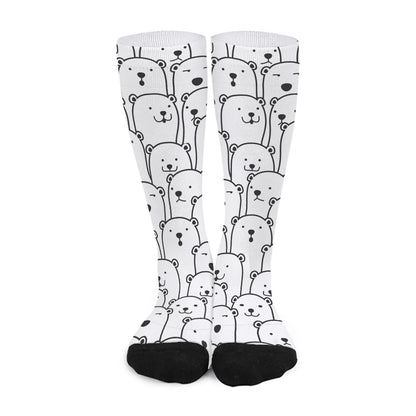 Cute Polar Bear Pattern Print Long Socks