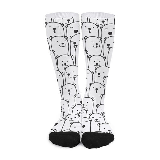 Cute Polar Bear Pattern Print Long Socks