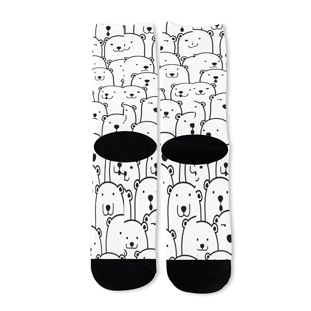 Cute Polar Bear Pattern Print Long Socks