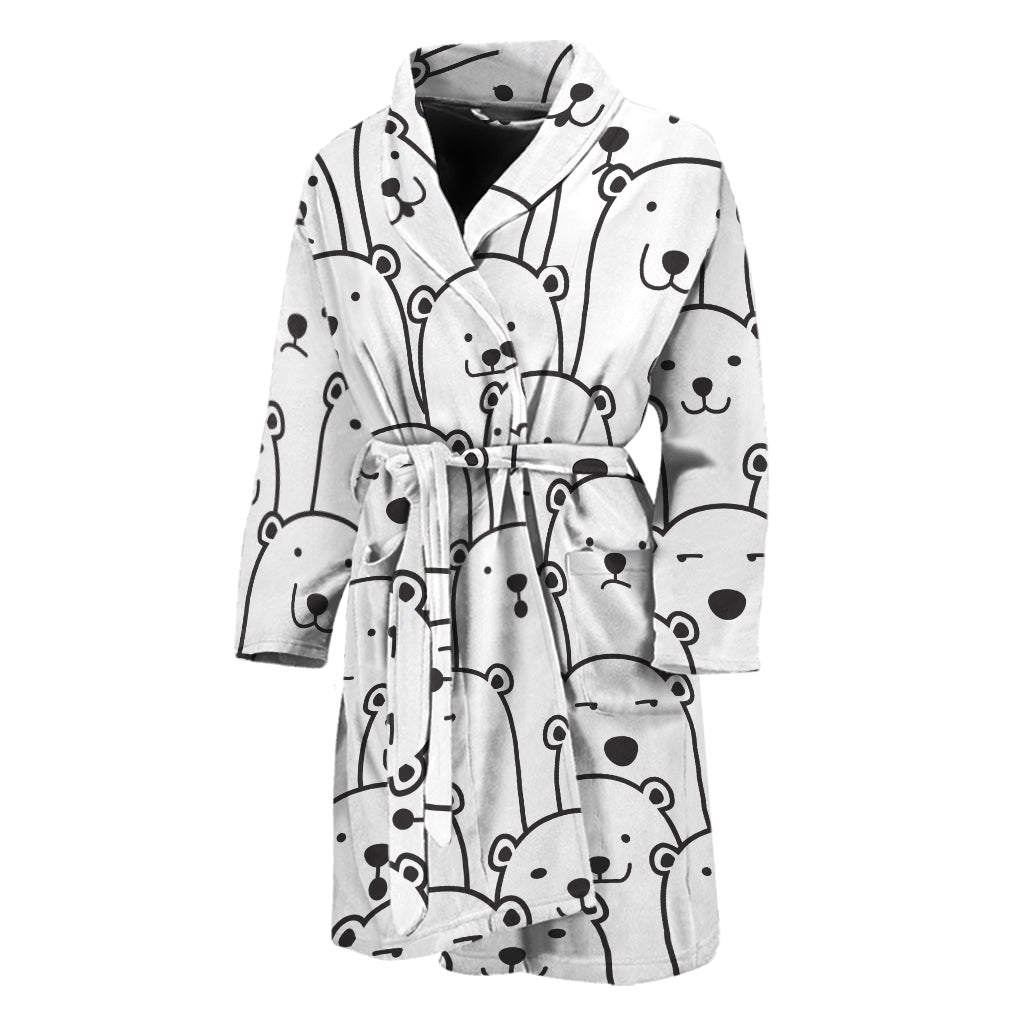 Cute Polar Bear Pattern Print Men's Bathrobe